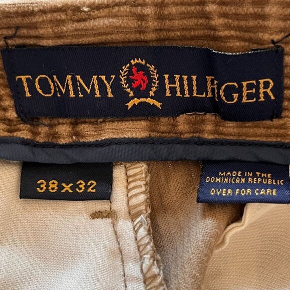 Tommy Hilfiger Corduroy Pants Mens 38x32‎ Brown Tan Pleated Straight Leg Cuffed - Picture 10 of 10